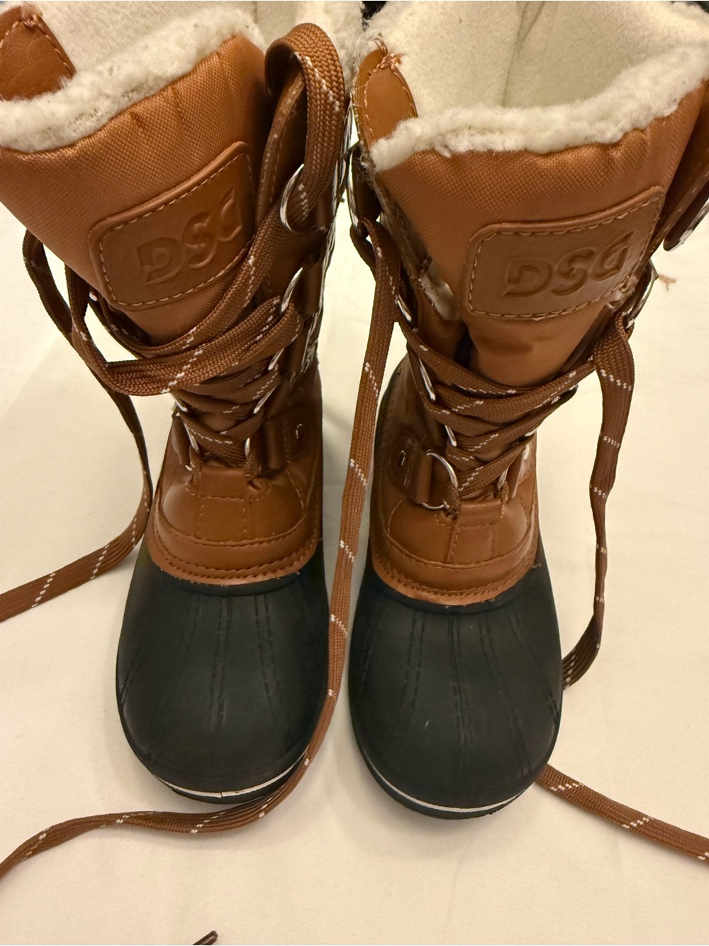 DSG 3M Thinsulate Brown and Black Kids Lace-Up Insulated Snow Boots